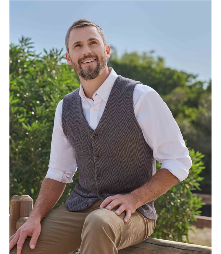 Gilet classique - Homme - Cachemire & Coton Bio