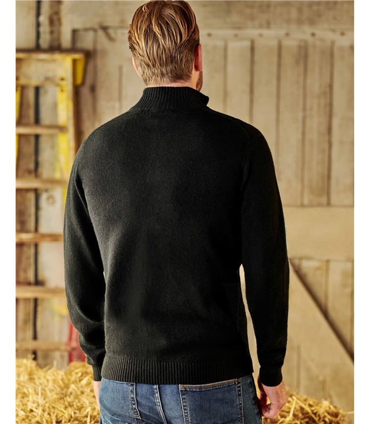 Pullover mit kurzem Reißverschluss aus Lammwolle für Herren
