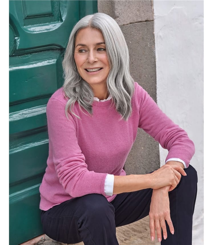 Pull à col rond - Femme - Cachemire & Mérinos