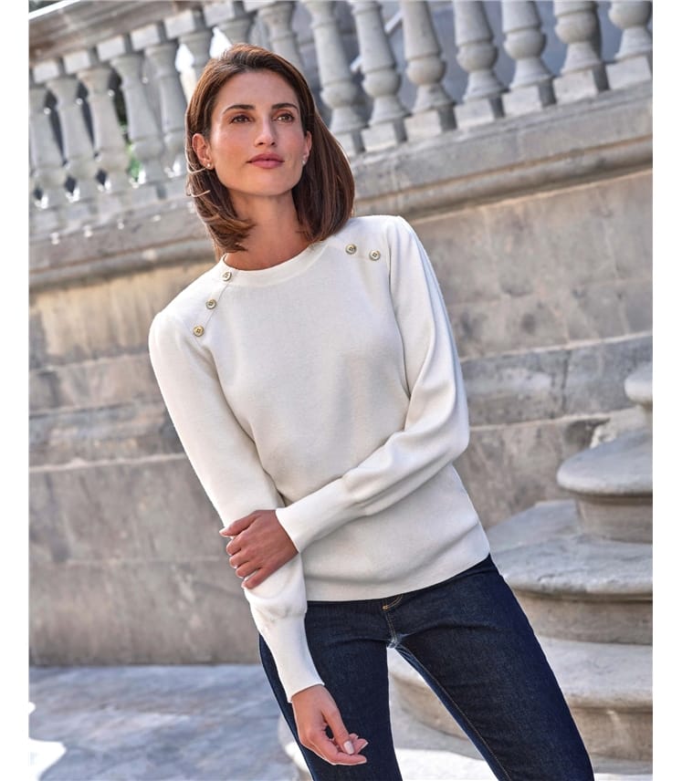 All Needle Button Shoulder Sweater