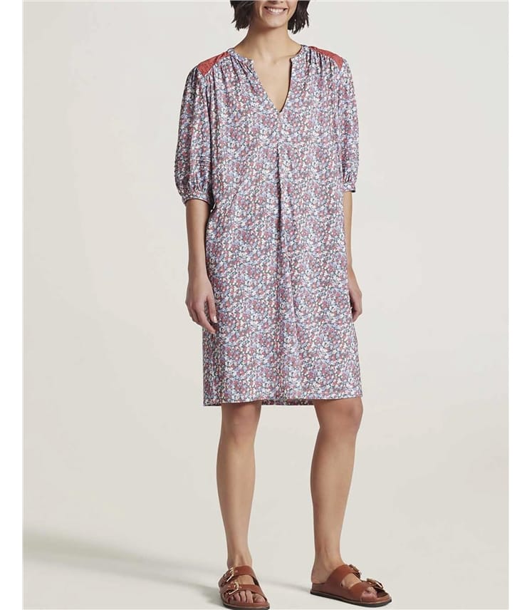 Alyvia Organic Cotton Floral Shift Dress