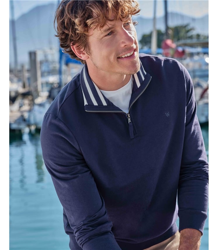 Pullover aus Bio-Baumwolle mit kurzem Reißverschluss für Herren