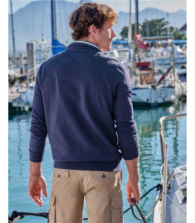 Pullover aus Bio-Baumwolle mit kurzem Reißverschluss für Herren