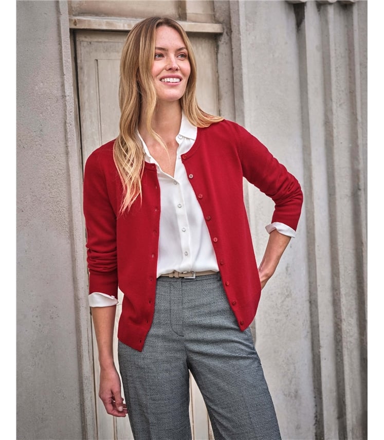 Kaschmir Strickjacke mit Rundhalsausschnitt
