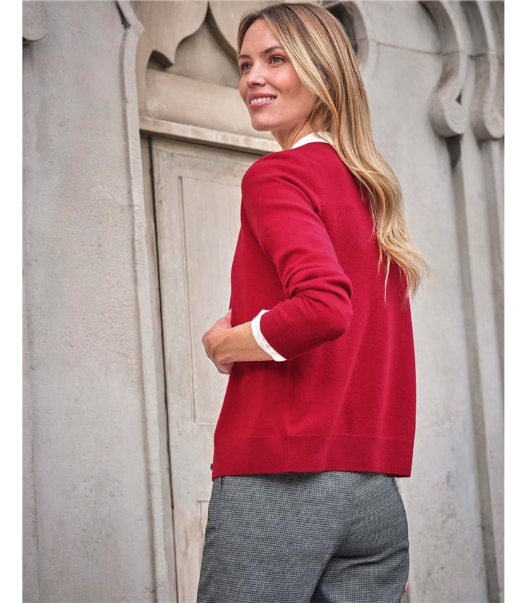 Kaschmir Strickjacke mit Rundhalsausschnitt