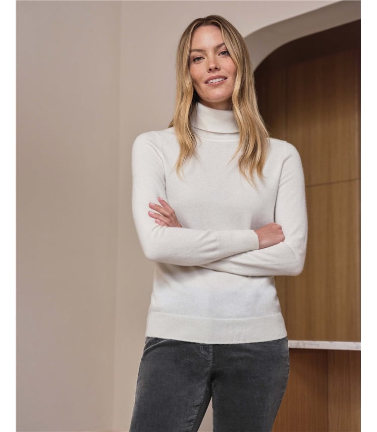 Womens Cashmere Polo Neck Sweater