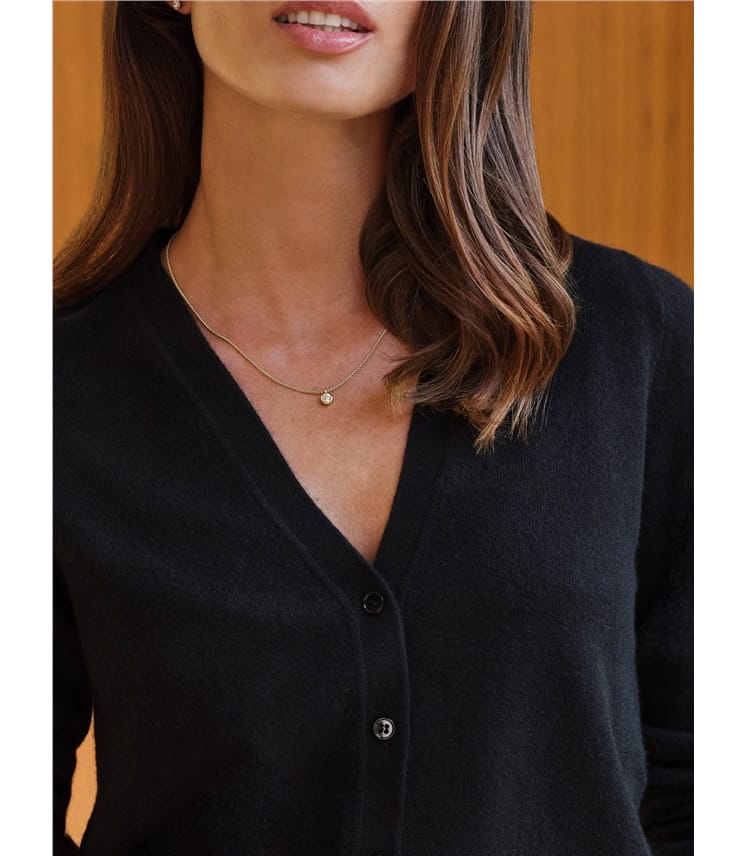 Black | Cashmere V Neck Cardigan | WoolOvers US