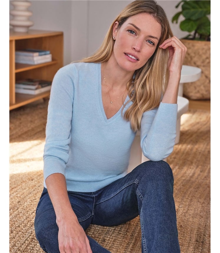 Kaschmirpullover mit V-Ausschnitt
