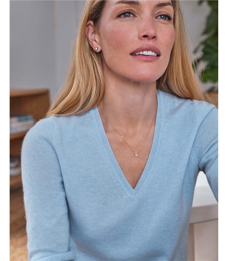 Kaschmirpullover mit V-Ausschnitt