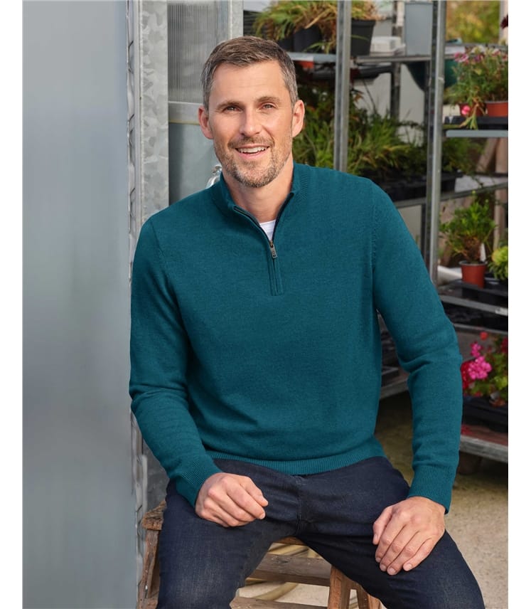 Cashmere and Merino Zip Neck Jumper