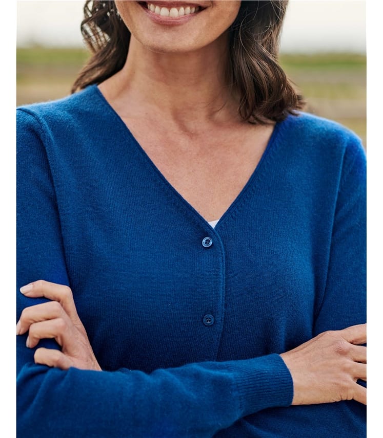 Cashmere Merino Classic V Neck Cardigan
