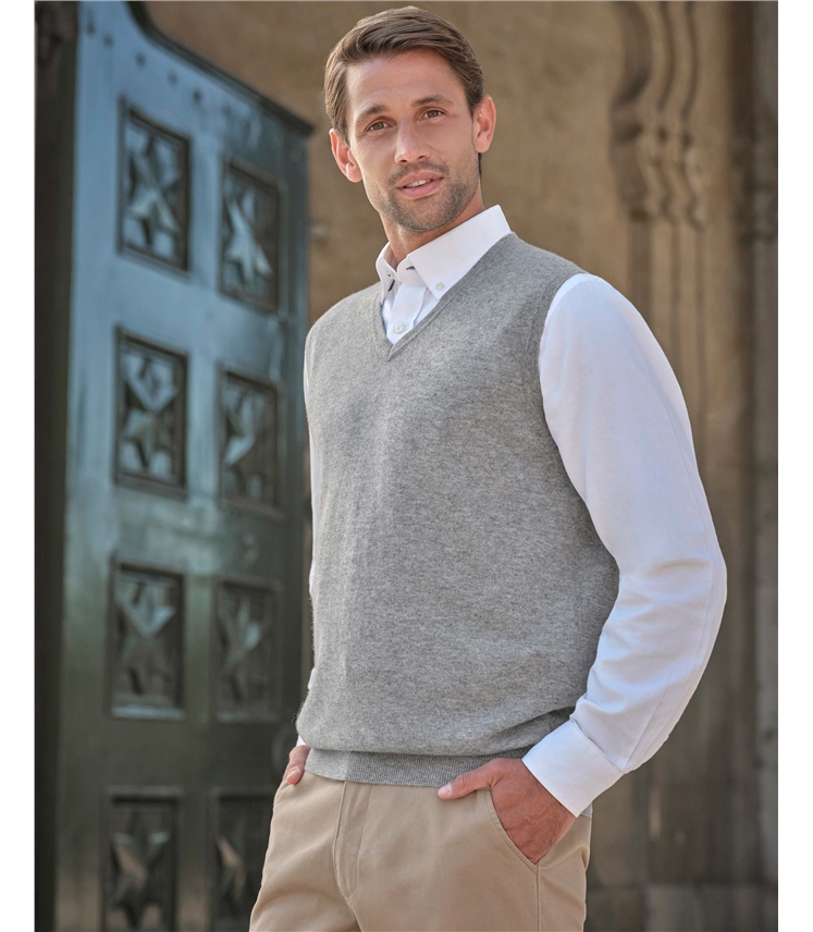 メゾンカレ　CASHMERE VEST Men's Classic Cashmere Vest - Light Beige | MaisonCashmere