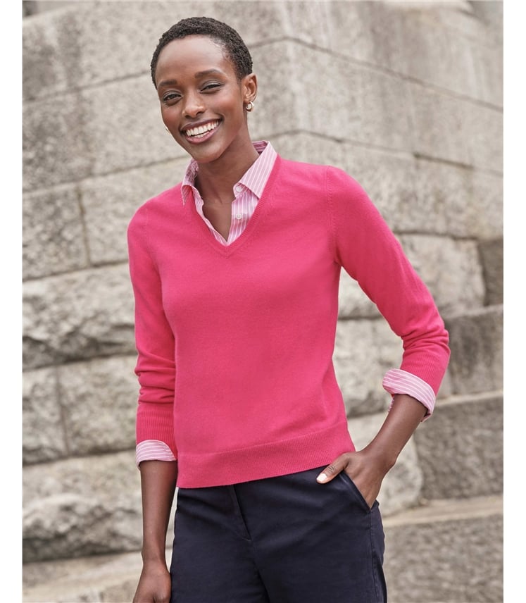 Kaschmirpullover mit V-Ausschnitt