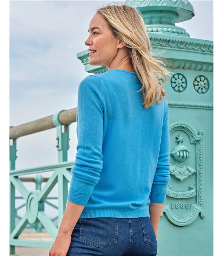 Cardigan classique à col V- Femme - Cachemire & Mérinos