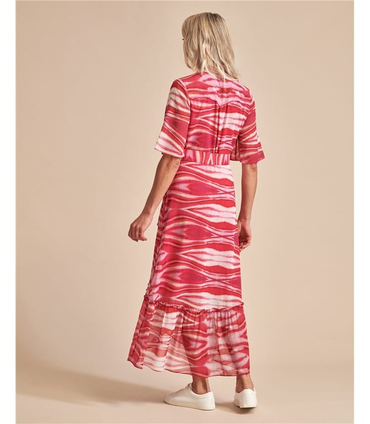 Printed Wrap Midi Dress