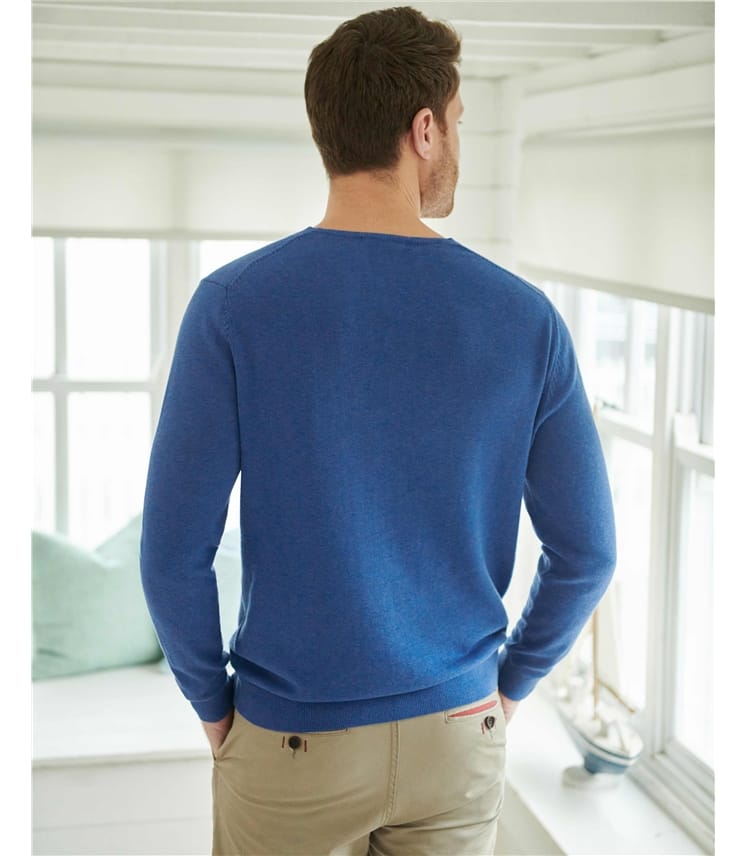 Pullover mit V-Ausschnitt aus Bio-Baumwolle und Kaschmir für Herren