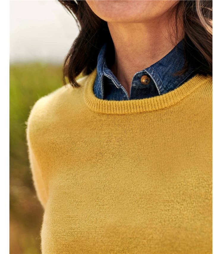 Pullover mit Rundhalsausschnitt aus Merinowolle und Kaschmir für Damen