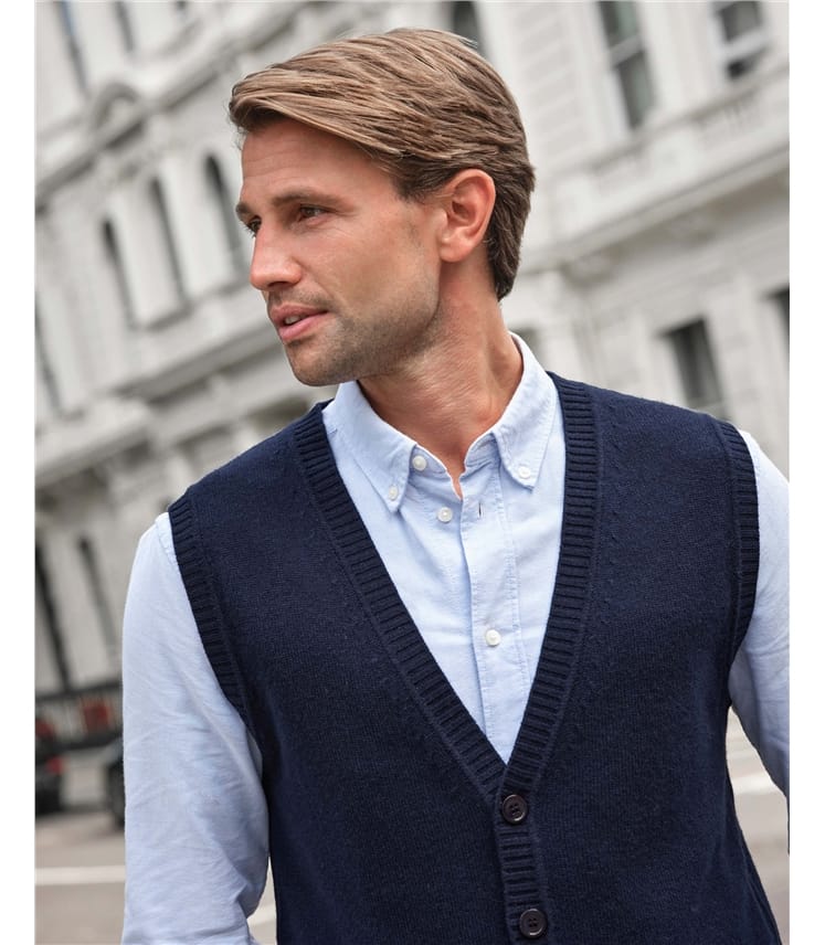 Mens Cashmere Button Through Vest