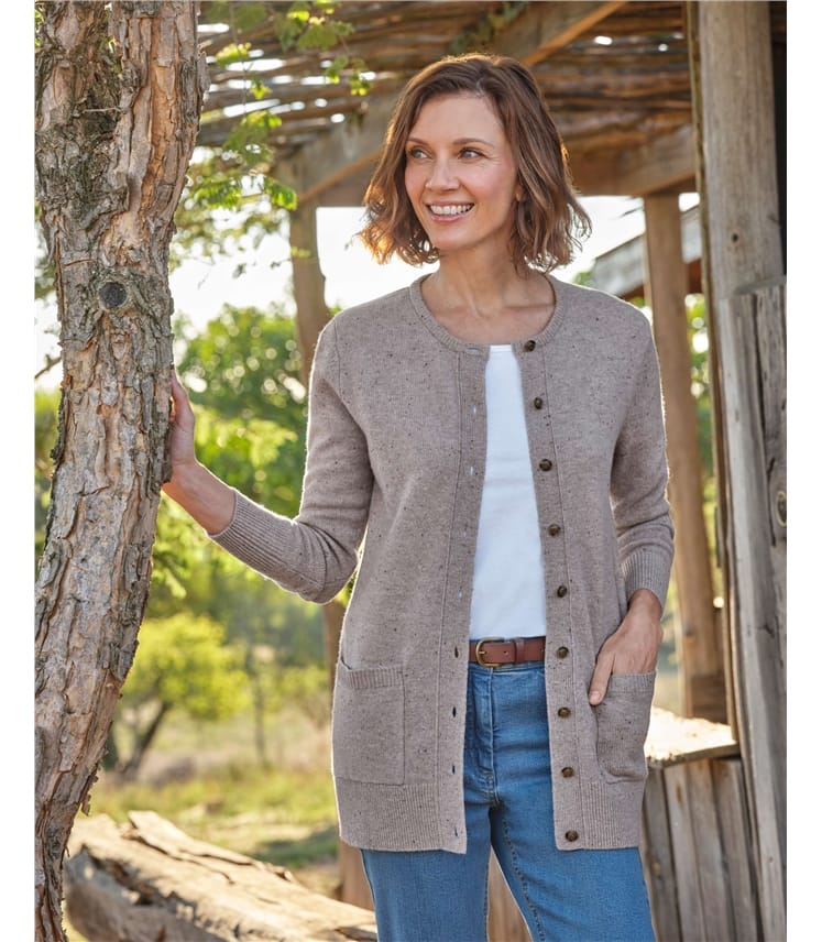 Lambswool Ladies Crew Neck Cardigan