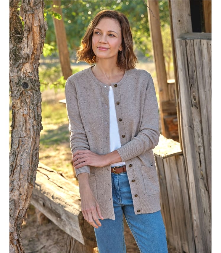 Cardigan à col rond - Femme - Laine d'agneau