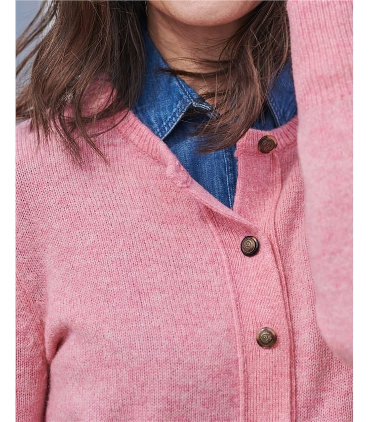 Lambswool Ladies Crew Neck Cardigan