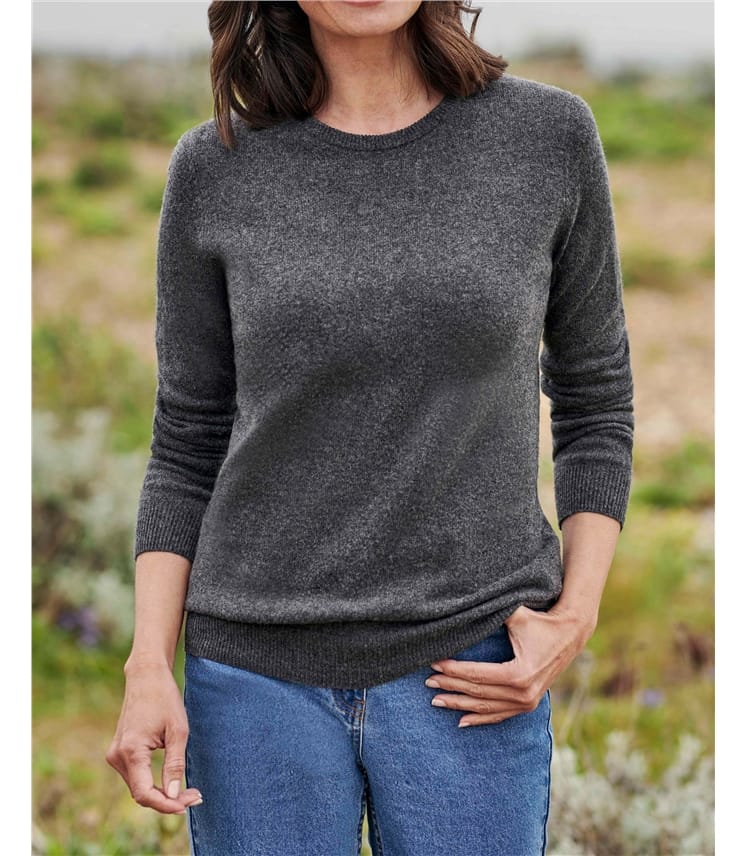 Pullover mit Rundhalsausschnitt aus Merinowolle und Kaschmir für Damen