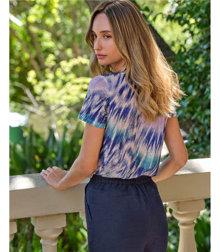 Linen V Neck Short Sleeve T-Shirt