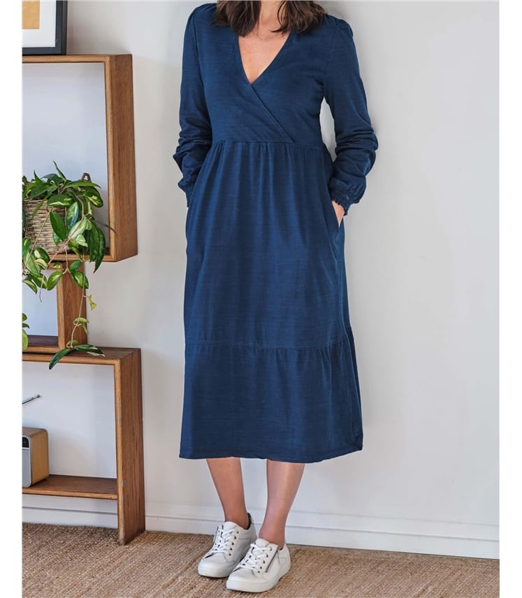 Amara - Wickelkleid aus Denim Jersey