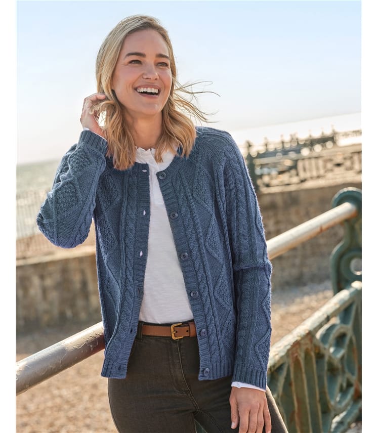 Cardigan torsadé boutonné - Femme - Pure Laine