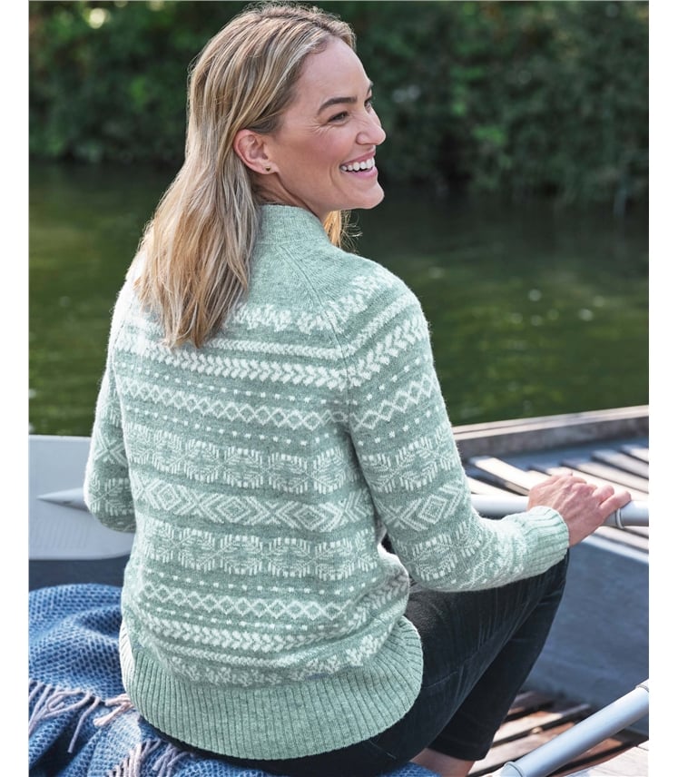 Nordischer Fairisle-Pullover in einfarbigem Design