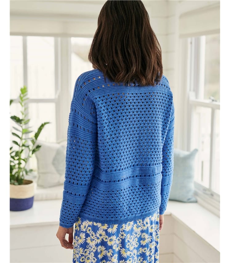 Brilliant Blue Organic Cotton Pointelle Jumper WoolOvers AU