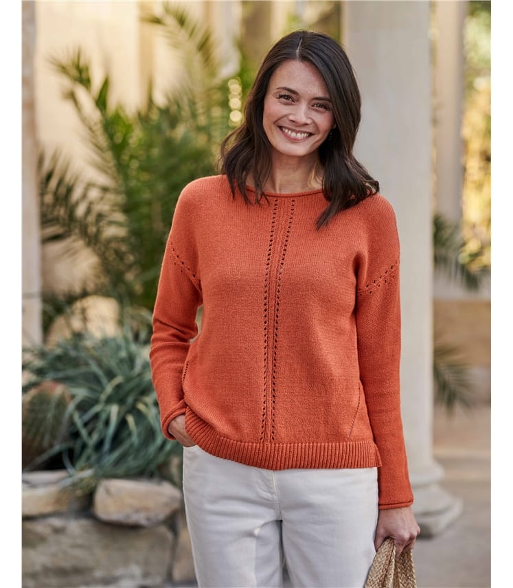 Boat Neck Jumper With Centre Front Detail