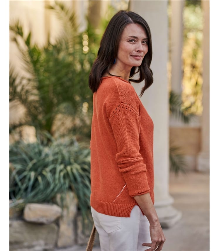 Boat Neck Jumper With Centre Front Detail
