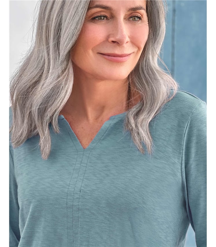 Long Sleeve Notch Neck Top