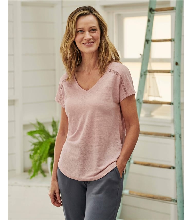Easy V Neck Lace Insert Top