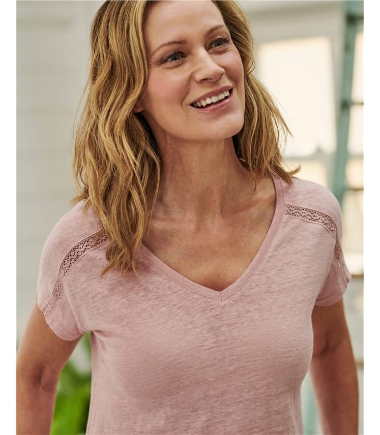 Easy V Neck Lace Insert Top