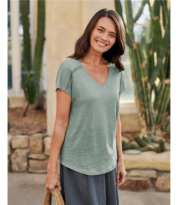 Easy V Neck Lace Insert Top