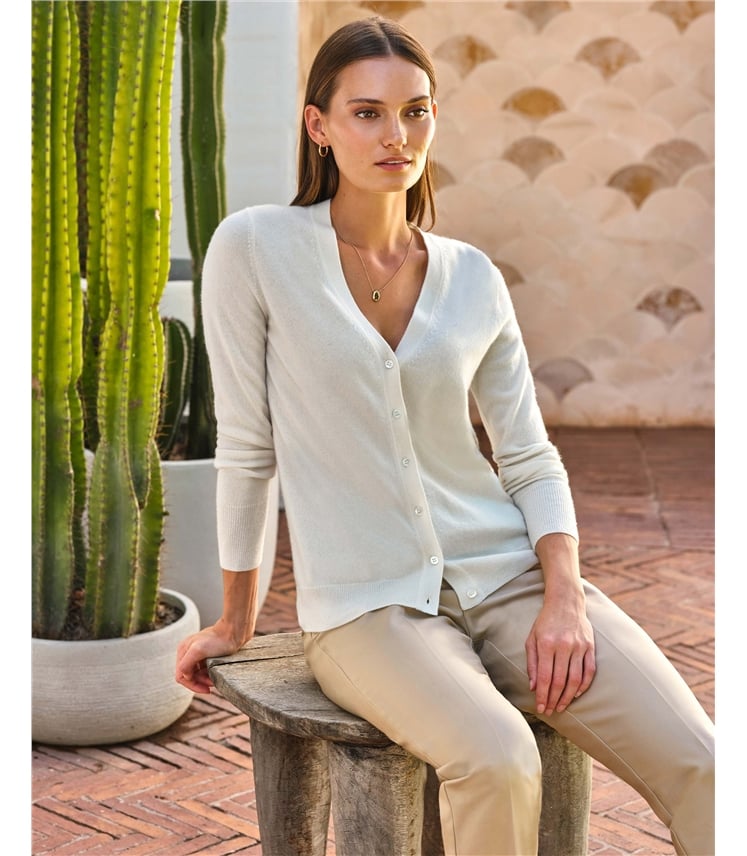 Kaschmir Strickjacke mit V-Ausschnitt