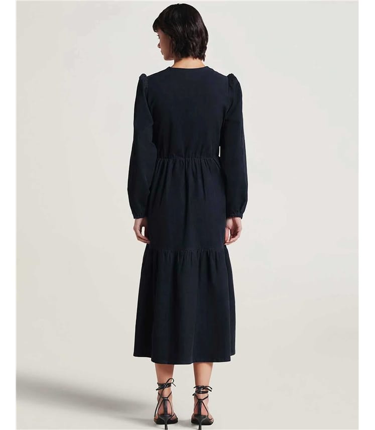 Navy | Milou Organic Cotton Corduroy Wrap Dress | WoolOvers UK