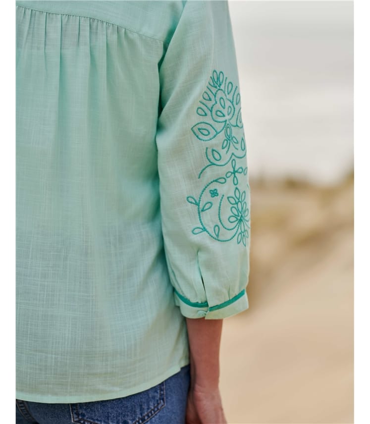 Floral Embroidered Sleeve Top