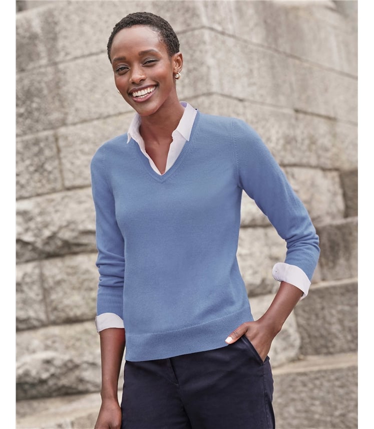 Kaschmirpullover mit V-Ausschnitt