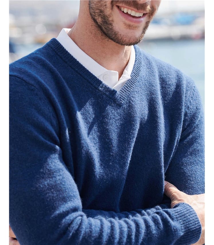 Mens Lambswool V Neck Jumper