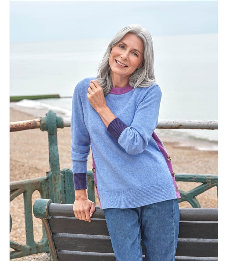 Colour Block Side Button Jumper