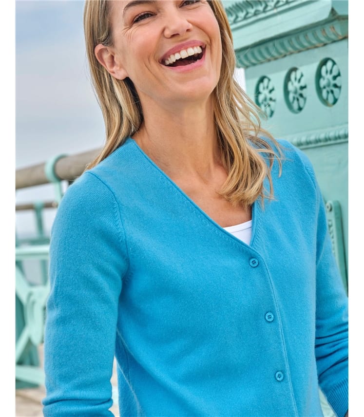 Cardigan classique à col V- Femme - Cachemire & Mérinos