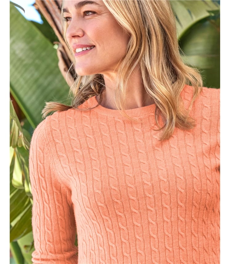 Cashmere Merino Cable Crew Neck Jumper