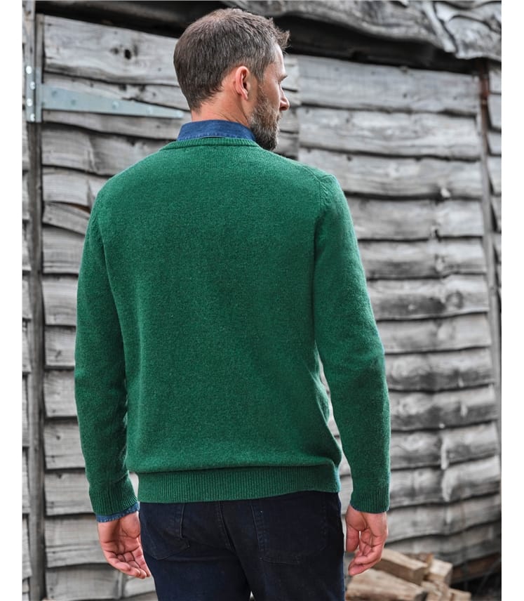 Garden Green | Mens Lambswool V Neck Sweater | WoolOvers US