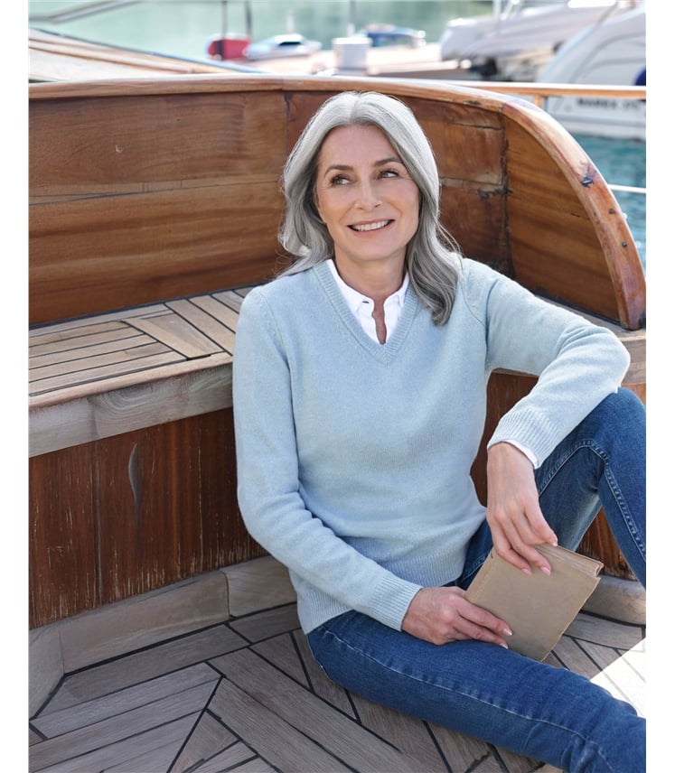 Womens Lambswool V Neck Jumper