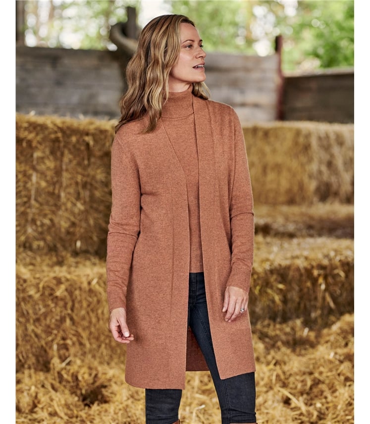 Cashmere and Merino Edge to Edge Long Cardigan