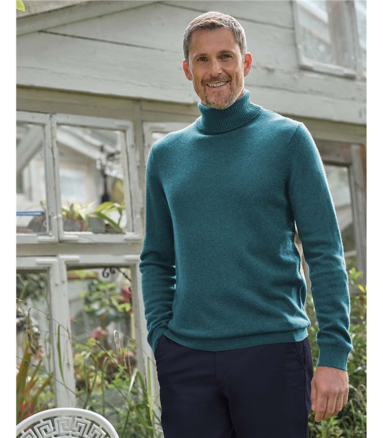 Cashmere and Merino Polo Neck Jumper
