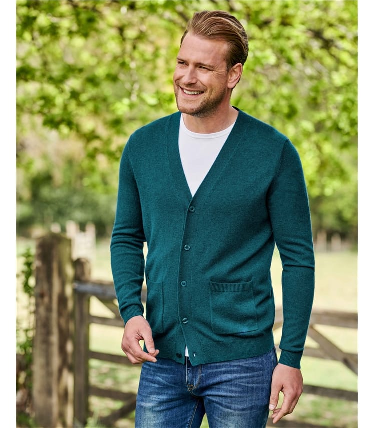 Cardigan à col V - Homme - Cachemire & Mérinos